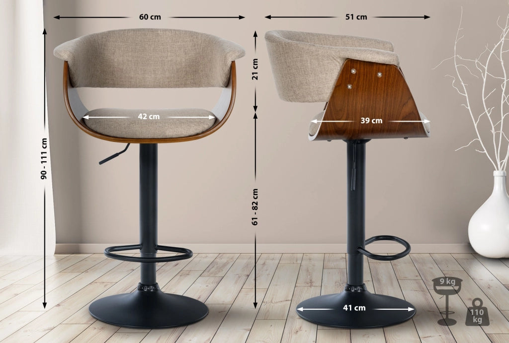 2er Set Barhocker Vestal Stoff