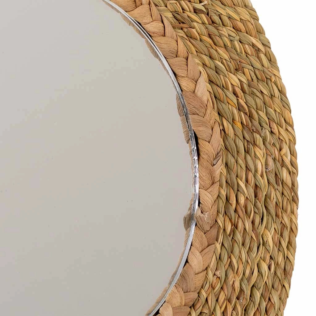 Specchio rotondo in fibra naturale marrone d25/13,5x02h