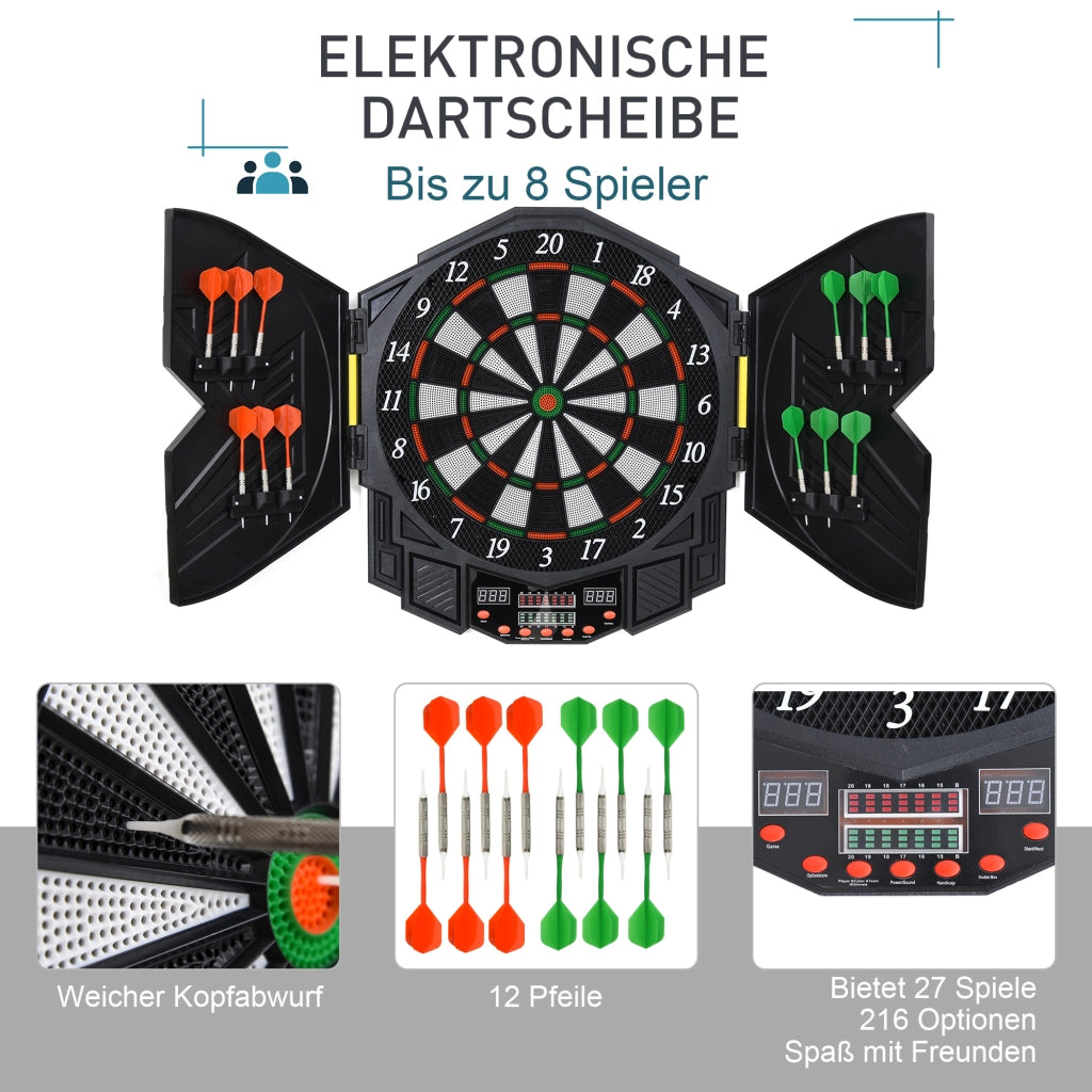 Dartboard Elettronico con Voce LED e 12 Freccette ¨C zephmum ¨C 27 Giochi 216 Varianti per 8 Giocatori