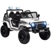 Macchina per Bambini Elettrica Fuoristrada 12V con Doppio Motore, Età 3-6 Anni, Telecomando e Luci, Bianco