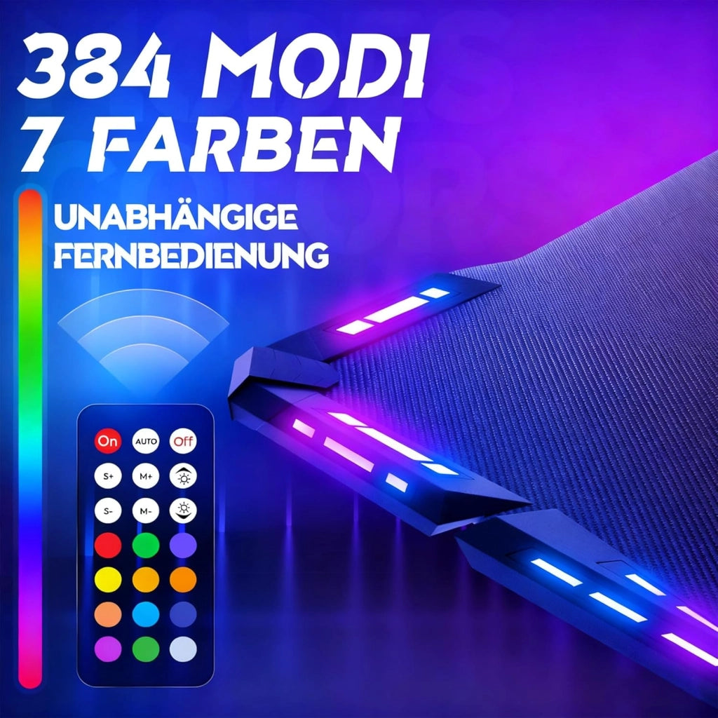 Tavolo da gioco con LED, 140 x 60 cm, scrivania da gioco con porta bevande e gancio per cuffie, tavolo da gioco con rivestimento in fibra di carbonio, nero, telaio a Y