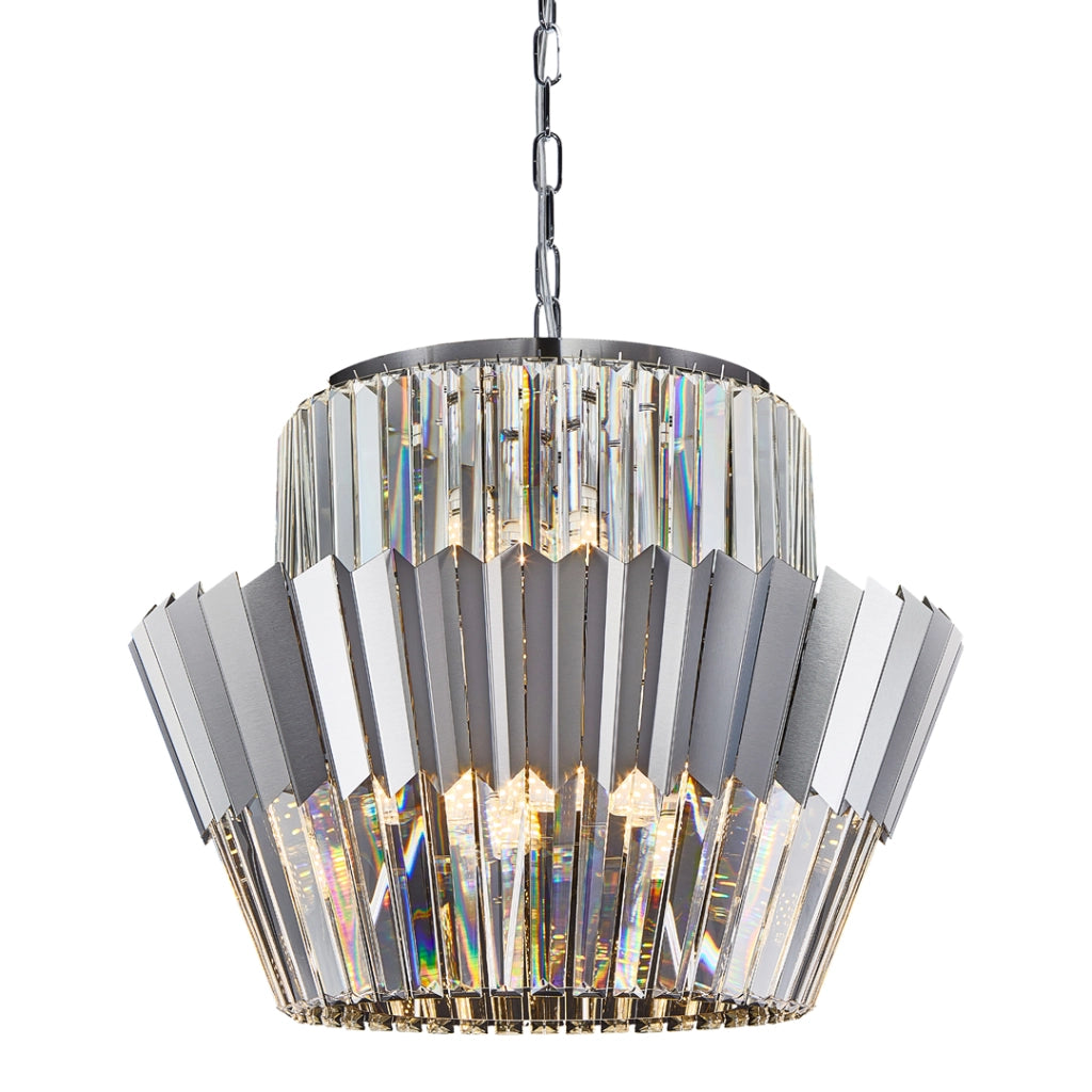 Lampadario cristallo Donna cromato glamour 12 luci E14 Milagro