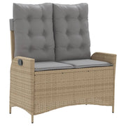 Panchina Reclinabile da Giardino | Panca da Giardino con Cuscini Beige in Polyrattan