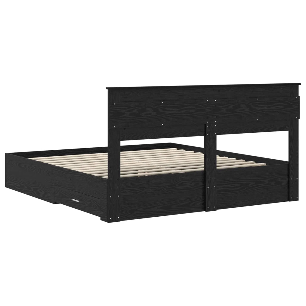 Struttura del letto Rovere Nero 180 x 200 cm Legno multistrato 3409959