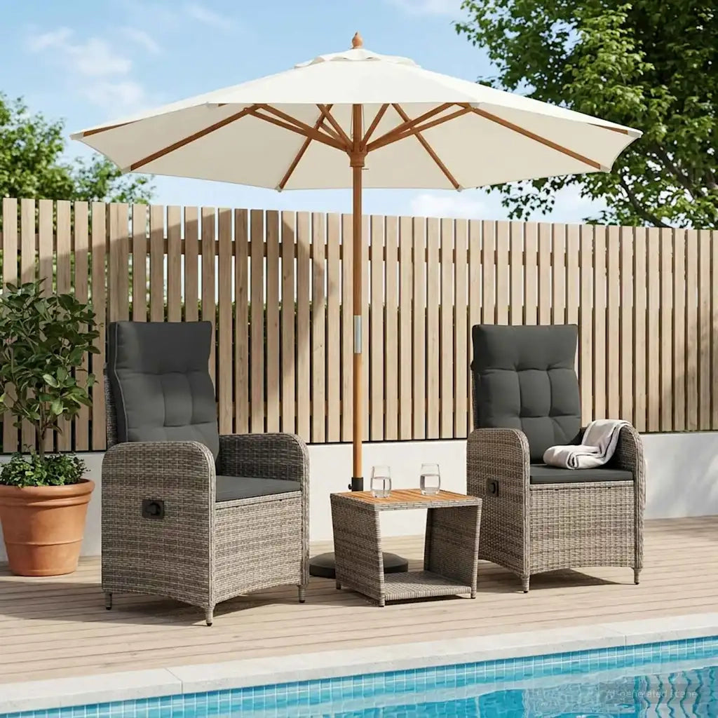 Set Lounge da Giardino 3 pz Grigio chiaro e grigio scuro 3422359