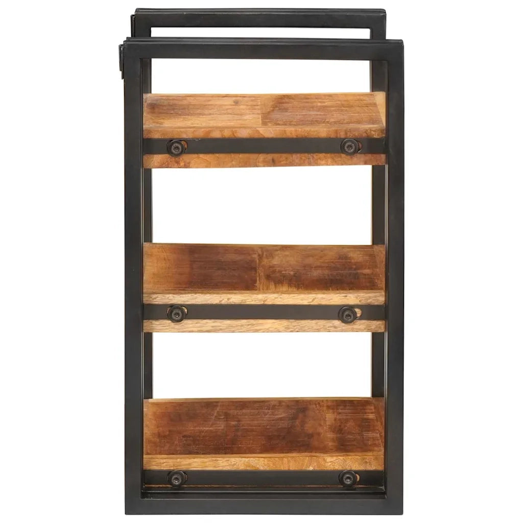 Set di 2 Comodini | Armadio da Notte | Mobiletto da notte Marrone e Nero Legno di mango massello