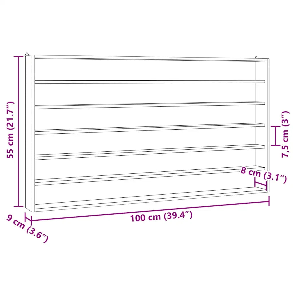 Teca da Collezione in Legno con 6 Ripiani 100x9x55 cm CFW1151155