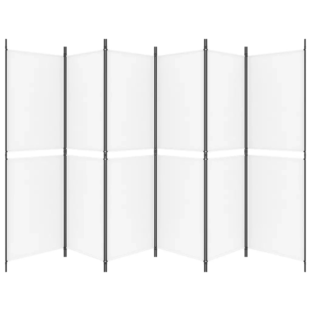 Divisorio a 6 Pannelli Bianco 300 x 180 cm Tessuto 350222