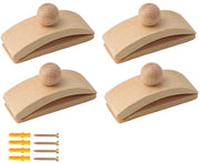Sostegni per tende da bagno in legno - Ibridi in avorio - Autoadesivi e artistici - Adatti per tende da bagno - 4 pezzi