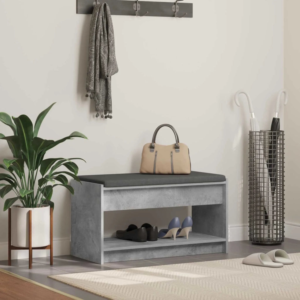 Panca per ingresso con cuscino Grigio Cemento 83 x 38 x 45 cm 891579