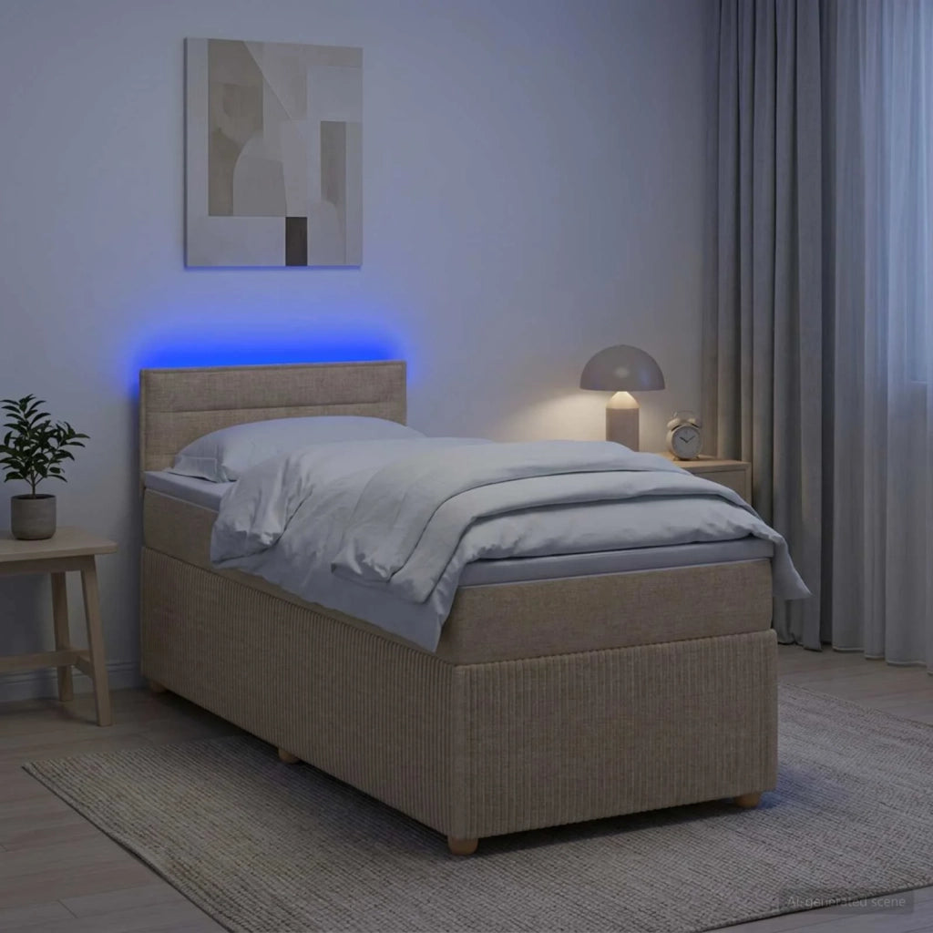 Letto box spring con materasso Crema 100 x 200 cm Tessuto 3452860