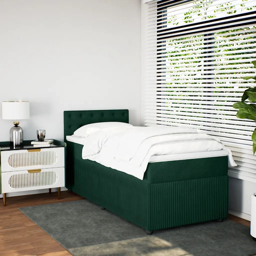 Giroletto a Molle con Materasso Verde Scuro 80x200 cm Velluto