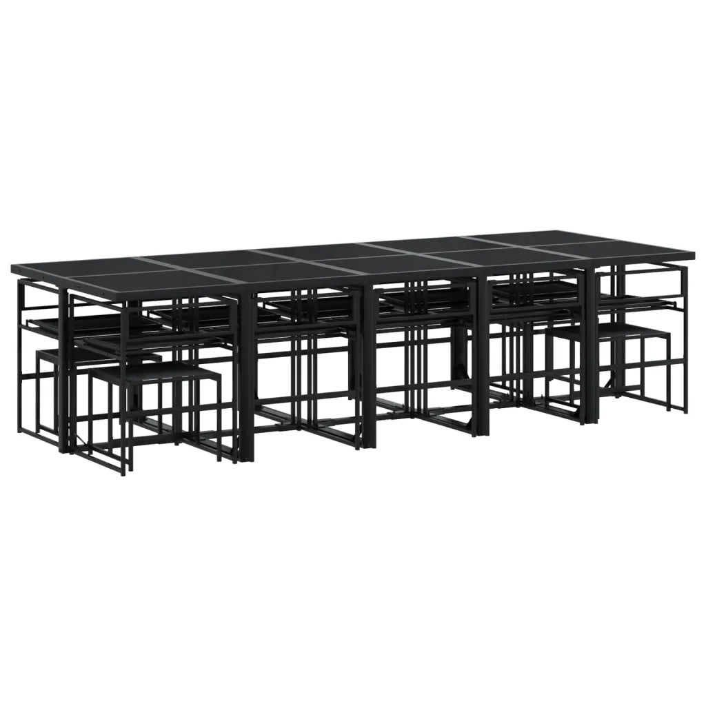 vidaXL Set da Pranzo da Giardino 15 pz con Cuscini Nero in Textilene