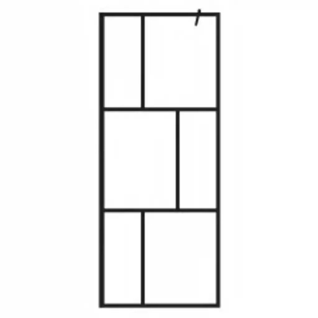 Parete per Doccia Walk-in in Vetro Temperato Nera 80x195 cm 149152