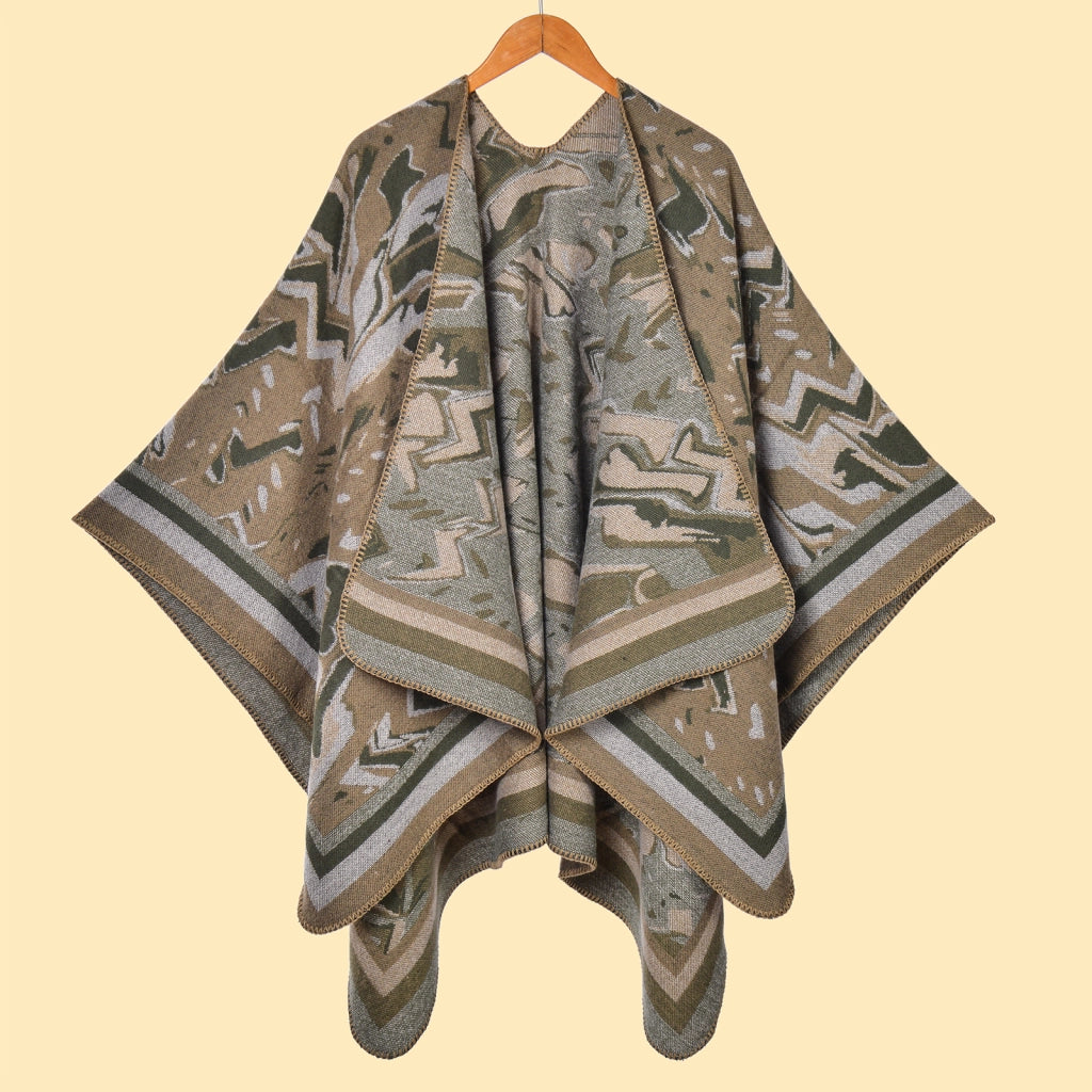 Sciarpa-scialle alla moda con graffiti, stile retr¨°, scialle diviso, mantello caldo - PONHO SHAWLS