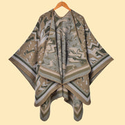 Sciarpa-scialle alla moda con graffiti, stile retr¨°, scialle diviso, mantello caldo - PONHO SHAWLS