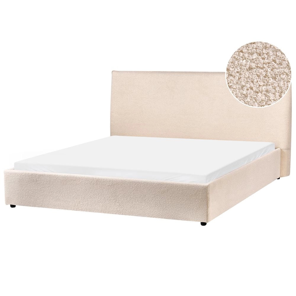 Letto matrimoniale ad acqua in velluto bianco sporco 160 x 200 cm stile classico minimalista