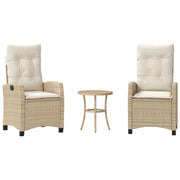 Set da Bistr¨° 3 pz | Set Salotto da Giardino con Cuscini Beige in Polyrattan