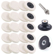 Set di dischi abrasivi 21 pezzi - Tessuto di lana compresso - Ongiunto con supporto per disco - 6,4 mm diametro - Adatto per diversi materiali - Velocità massima 30000 giri al minuto - Dischi abrasivi