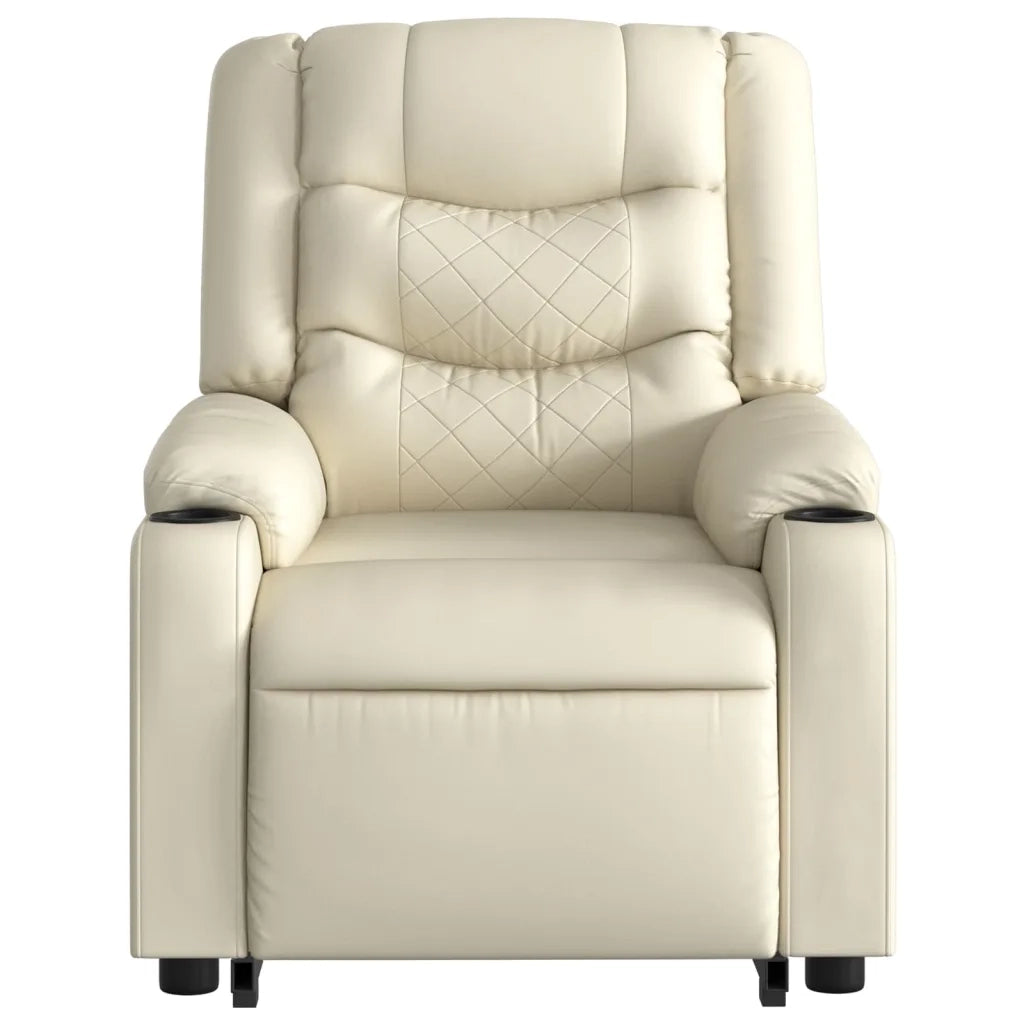 Poltrona Alzapersona Elettrica Reclinabile Crema in Similpelle