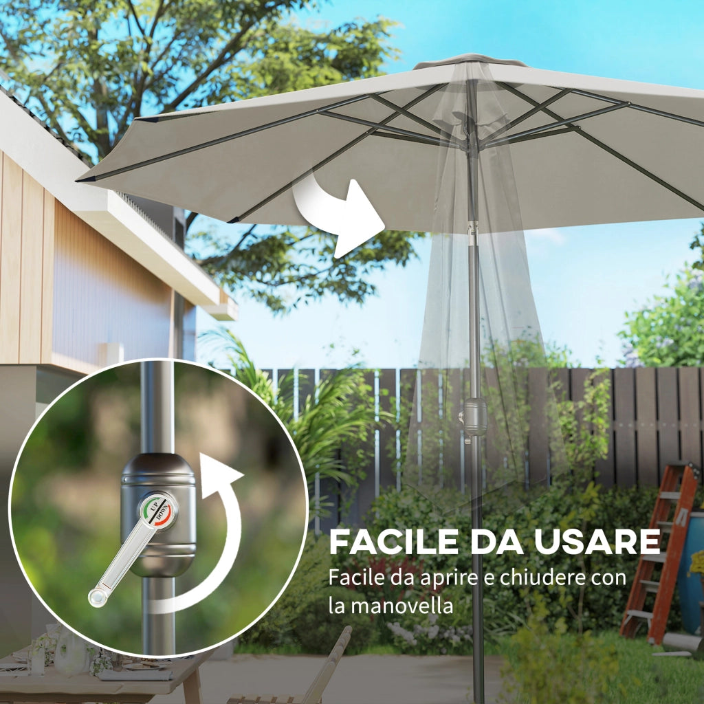 Ombrellone da Giardino Inclinabile 3x2.50 m ¨C zephmum ¨C Grigio Chiaro con Palo Smontabile