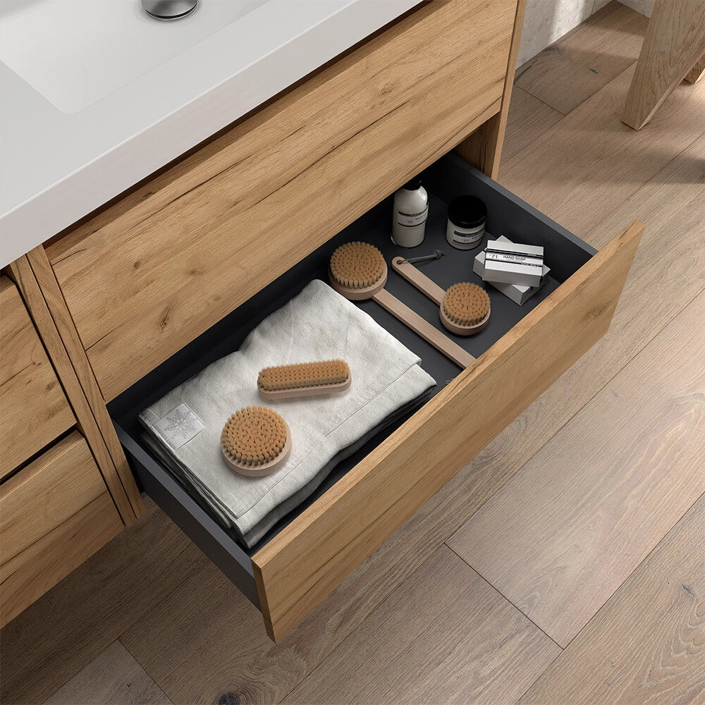 Mobile bagno sospeso 70 cm rovere africa con lavabo ad incasso Gaya
