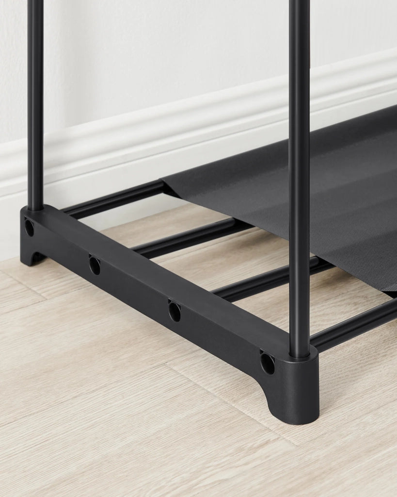 Armadio indipendente 112 x 43 x 165 cm armadio pieghevole con asta appendiabiti appendiabiti organizer portaoggetti cabina armadio camera da letto studio stabile nero 12_0003965