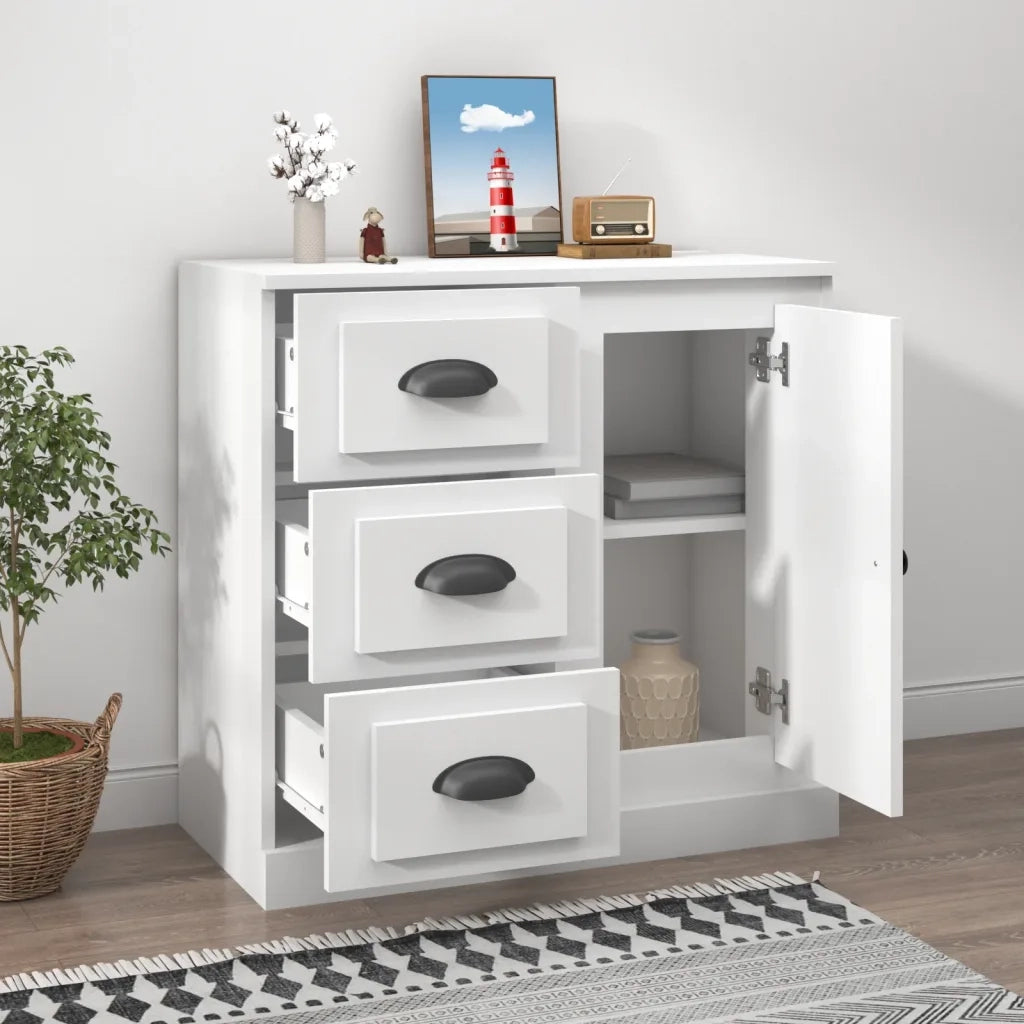 Credenza Bianca 70x35,5x67,5 cm in Legno Multistrato 816192