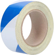 Tappetino di segnalazione per pavimenti con riflettore - Nastro di avviso - Adesivo autoadesivo - PET - Blu/Bianco - 5 cm largo, 30 m lungo