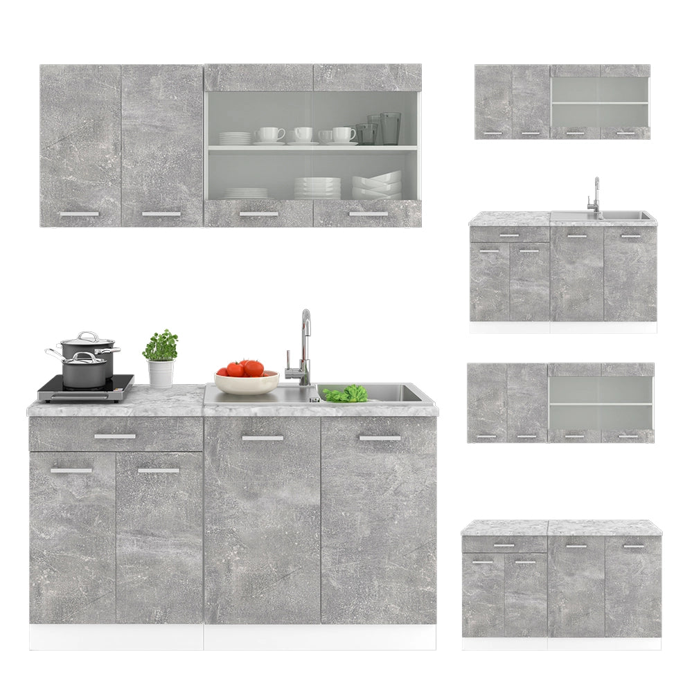 Vicco Cucina monoblocco Calcestruzzo 140 cm , PL Marmo
