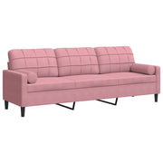 Divano | Divano da soggiorno | Sofa a 3 Posti con Cuscini Rosa 210 cm in Velluto