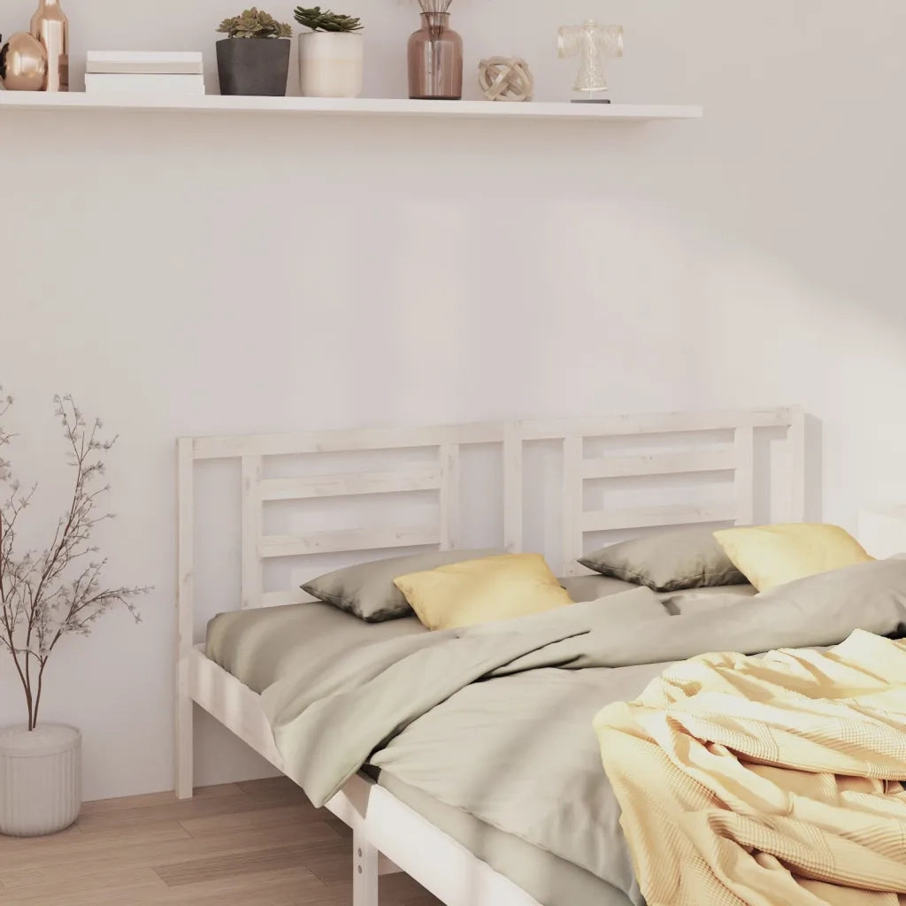 Testiera per Letto Bianca 186x4x100cm in Legno Massello di Pino 818836