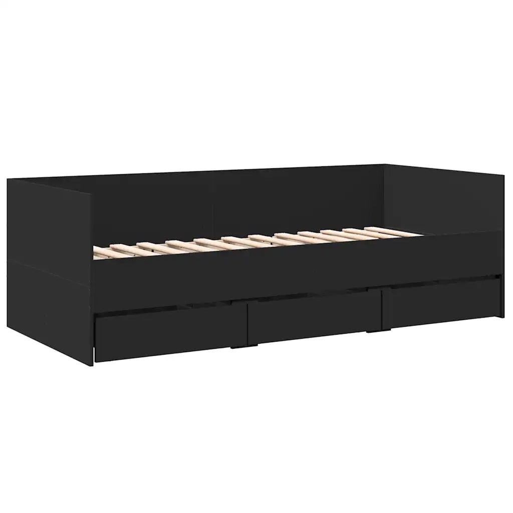 Divano Letto con Cassetti senza Materasso-Sofa Letto-Daybed Nero 75x190 cm 680852