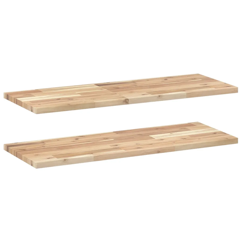 2 pz Mensole da Parete | Scaffali a Parete | Ripiano a parete 100x30x2 cm Legno Acacia Non Trattato