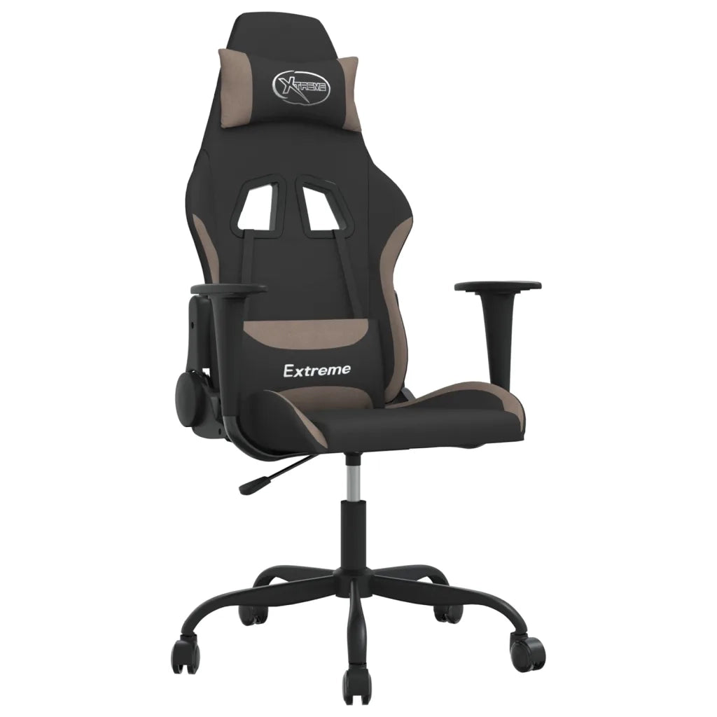 Sedia da Gaming | Sedia da e-sports Nero e Tortora in Tessuto