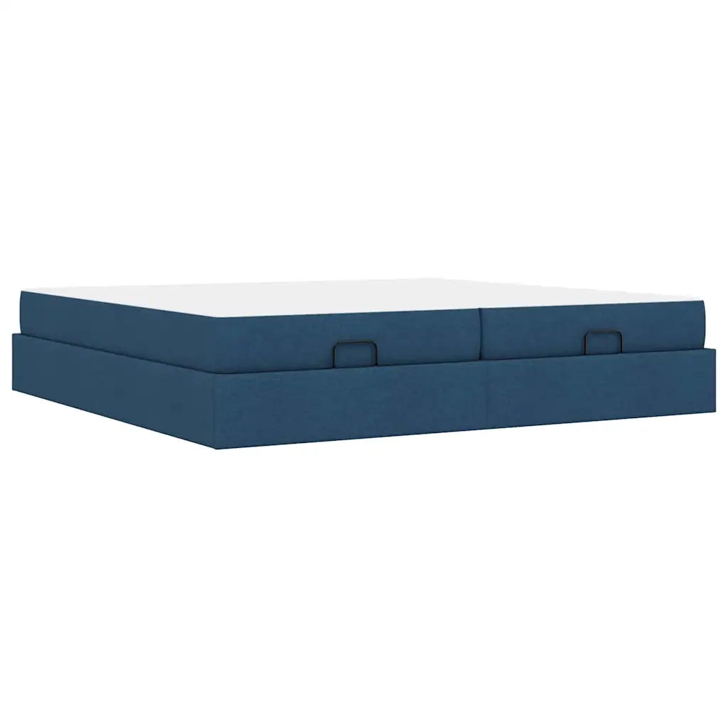 vidaXL Struttura del letto con archiviazione Blu 200 x 200 cm Tessuto
