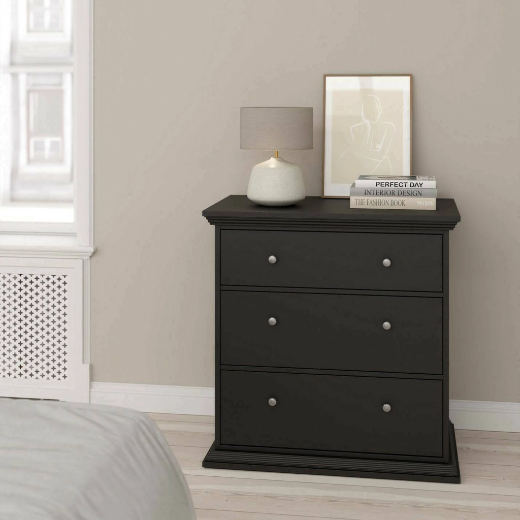 Cassettiera Domeng, Settimino multiuso, Comò camera da letto, Mobile con cassetti, 86x52 h88 cm, Nero