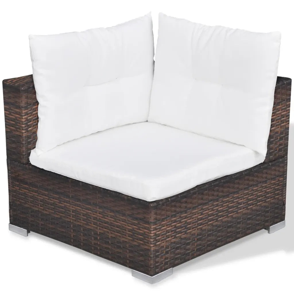 Set Divani da Giardino 10 pz con Cuscini in Polyrattan Marrone 41875