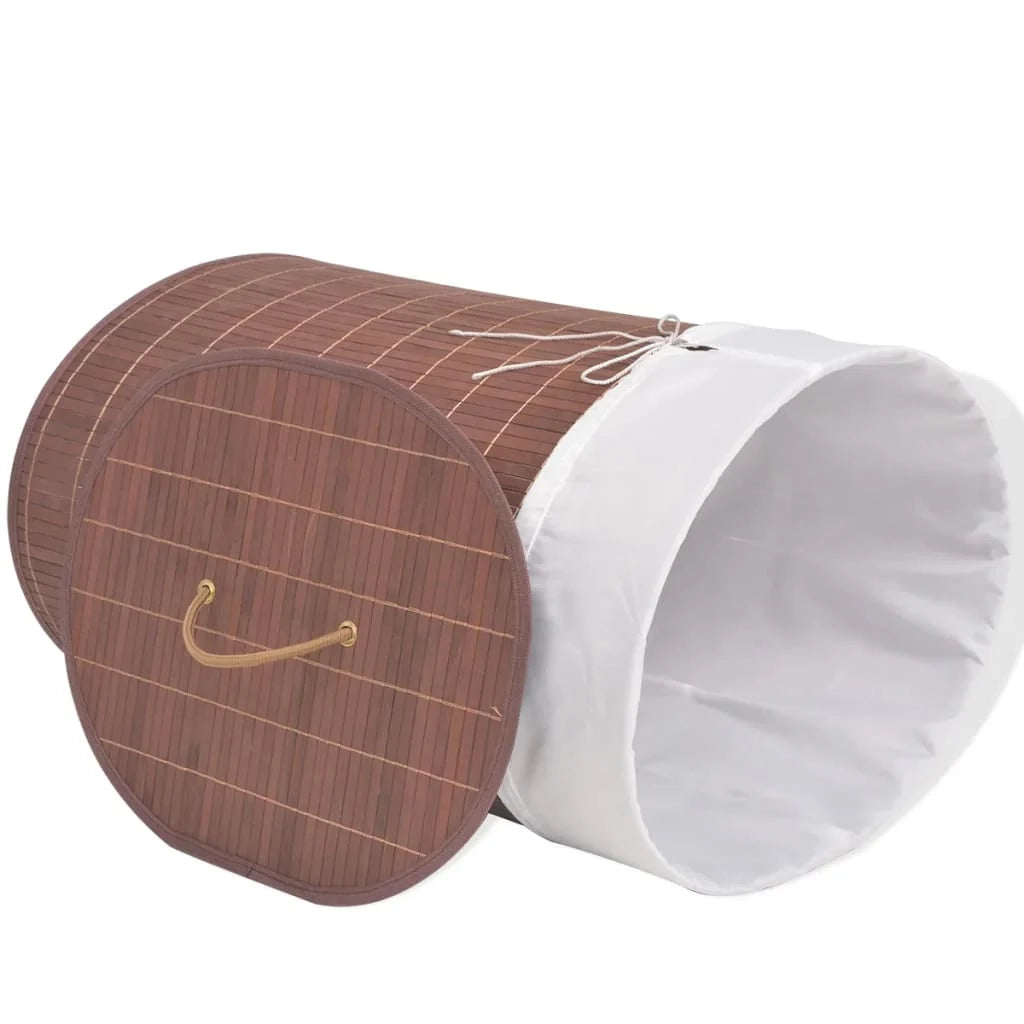 Cesto portabiancheria ovale 45 x 35 x 60 cm marrone bambù 02_0006129