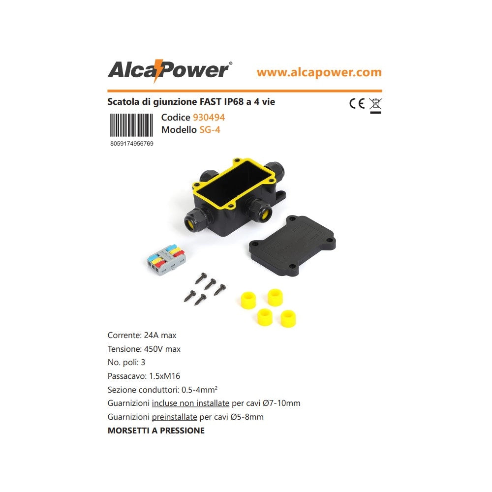 Alca power scatola di giunzione fast ip68 a 4 vie
