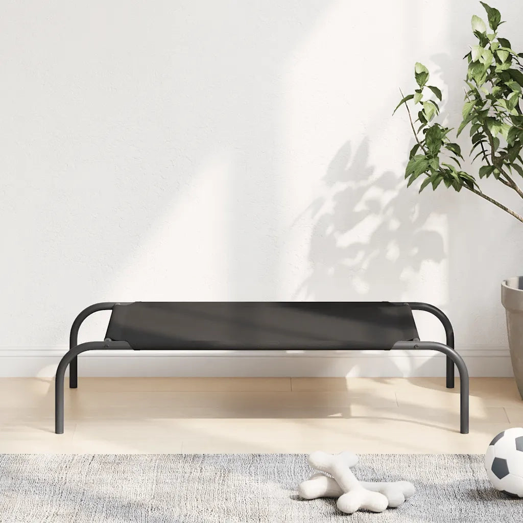 Cuccia per Cani Rialzata Nera 90x50x20 cm Tela Oxford e Acciaio 42000838