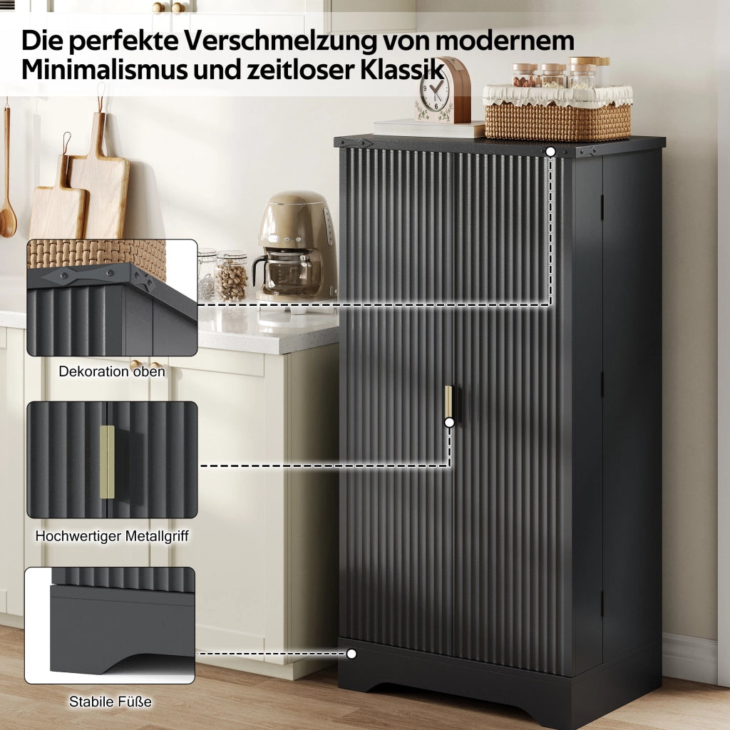 ARMADIO ALTO da cucina con luce LED 120 x 60,5 x 40 cm MDF nero