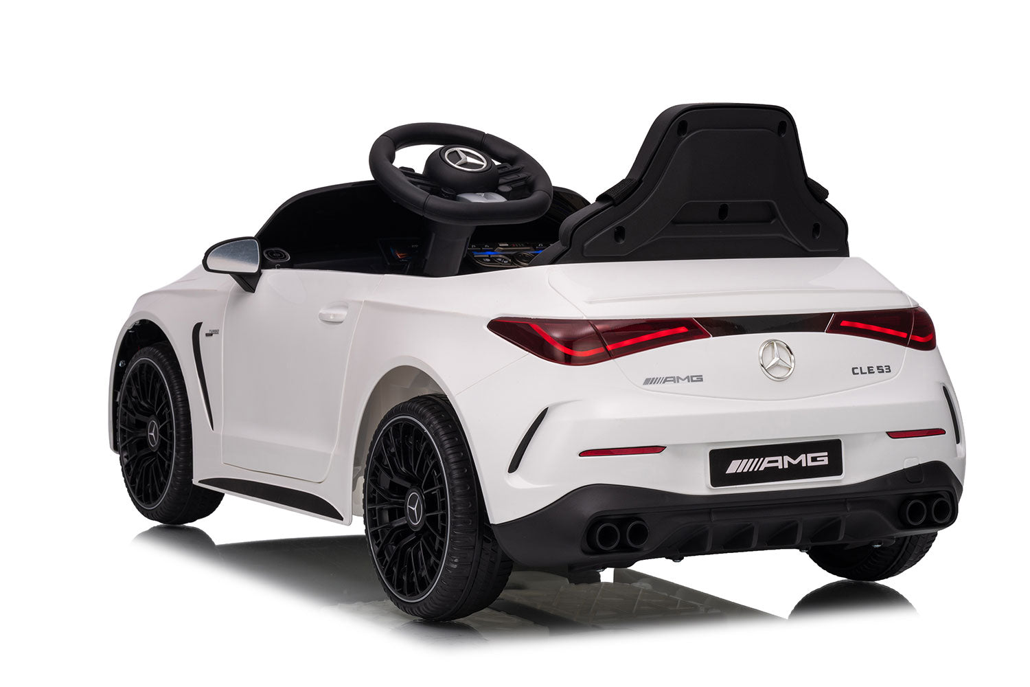 Macchina Elettrica per Bambini 12V Licenza Ufficiale Mercedes CLE53 Sedile in Pelle Bianco