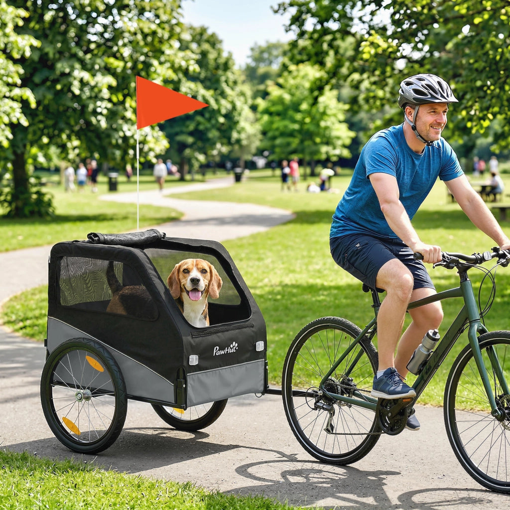 Rimorchio Bici Cane ¨C zephmum ¨C Grigio e Nero 139x72x88cm