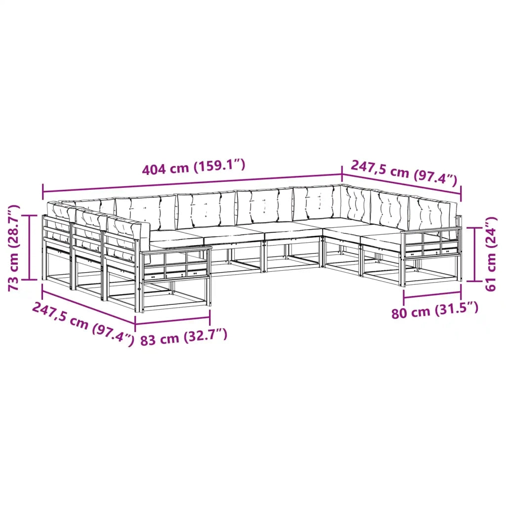Set di divani da esterno 9 pz Bianco e Antracite 3387046