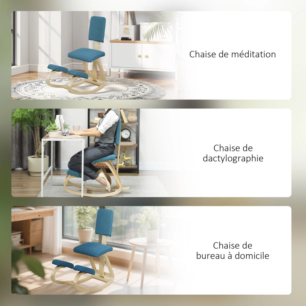 Sedia ergonomica a ginocchia con schienale ¨C zephmum ¨C 51x84x93cm blu scuro