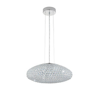 Lampadario A Sospensione Moderno Clemente Acciaio Cromo Cristallo 3 Luci E27