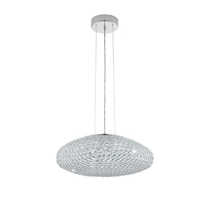 Lampadario A Sospensione Moderno Clemente Acciaio Cromo Cristallo 3 Luci E27