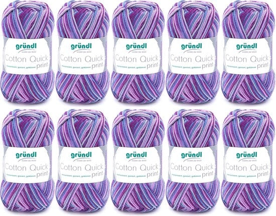 Breigaren Creativi per Progetti - Multicolor Aubergine, 100% Cotone, Oeko-Tex Certificato, 50 g/125 m