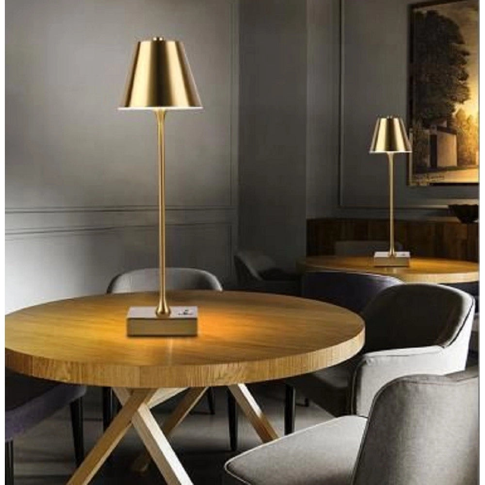 Trade Shop - Lampada Tavolo Ricaricabile Usb 10 Watt 3 Colorazione Di Luce Vari Colori D27-3c - Rame
